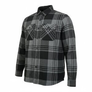 Oscar Sports Black Gray Plaid Fleece-Lined Shirt Jacket | Size Medium